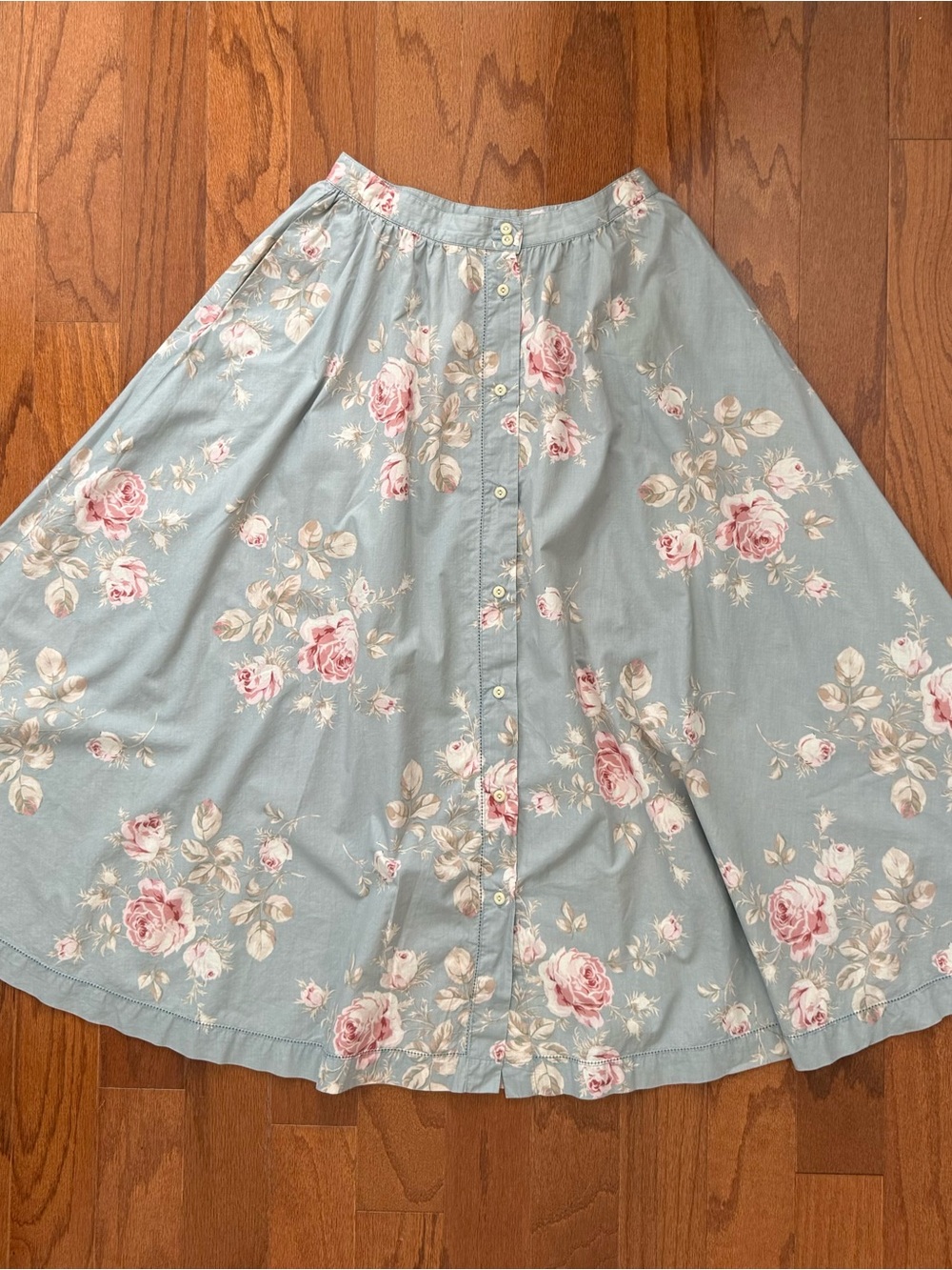 90s Ralph Lauren cotton Floral Button Front Skirt Size 10 P (vintage)